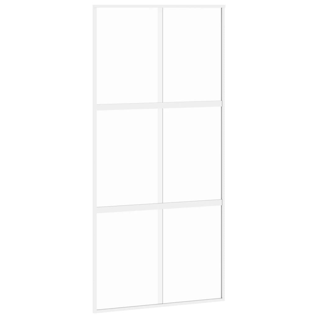 Плъзгаща се врата бяла 102,5x205 см закалено стъкло и алуминий