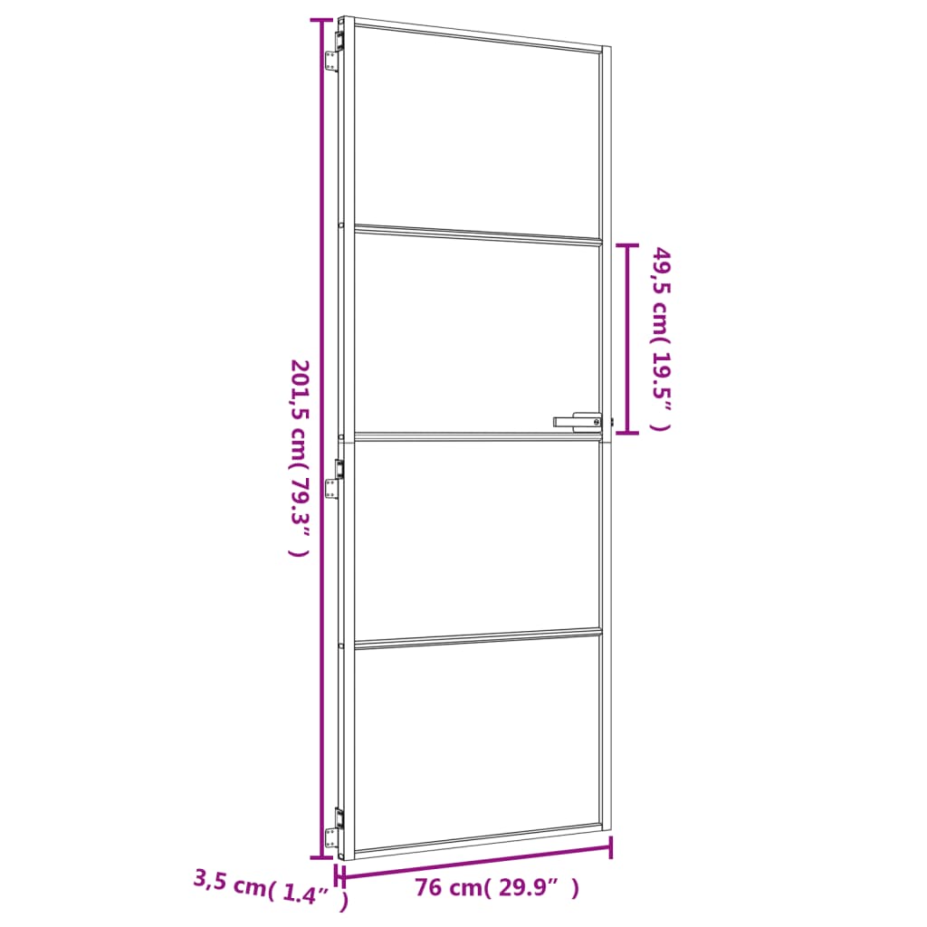 Интериорна врата златиста 76x201,5 см закалено стъкло алуминий