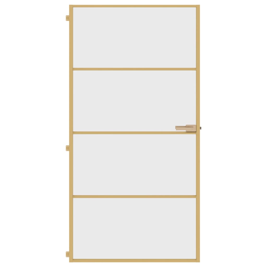 Интериорна врата злато 102,5x201,5 см закалено стъкло алуминий