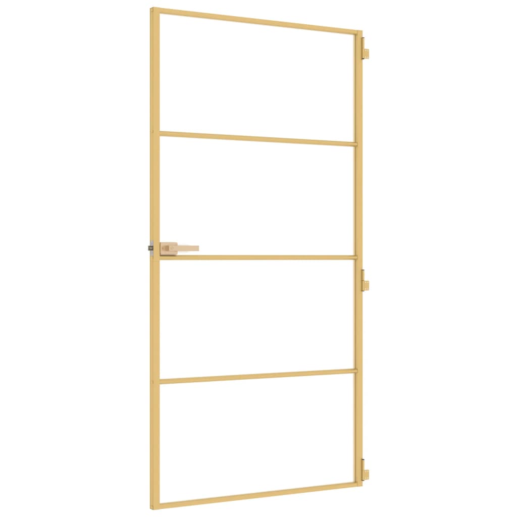 Интериорна врата злато 102,5x201,5 см закалено стъкло алуминий