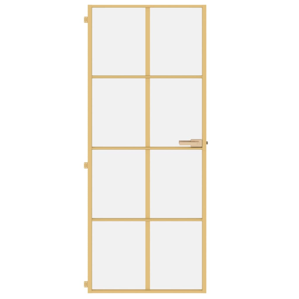 Интериорна врата златиста 83x201,5 см закалено стъкло алуминий