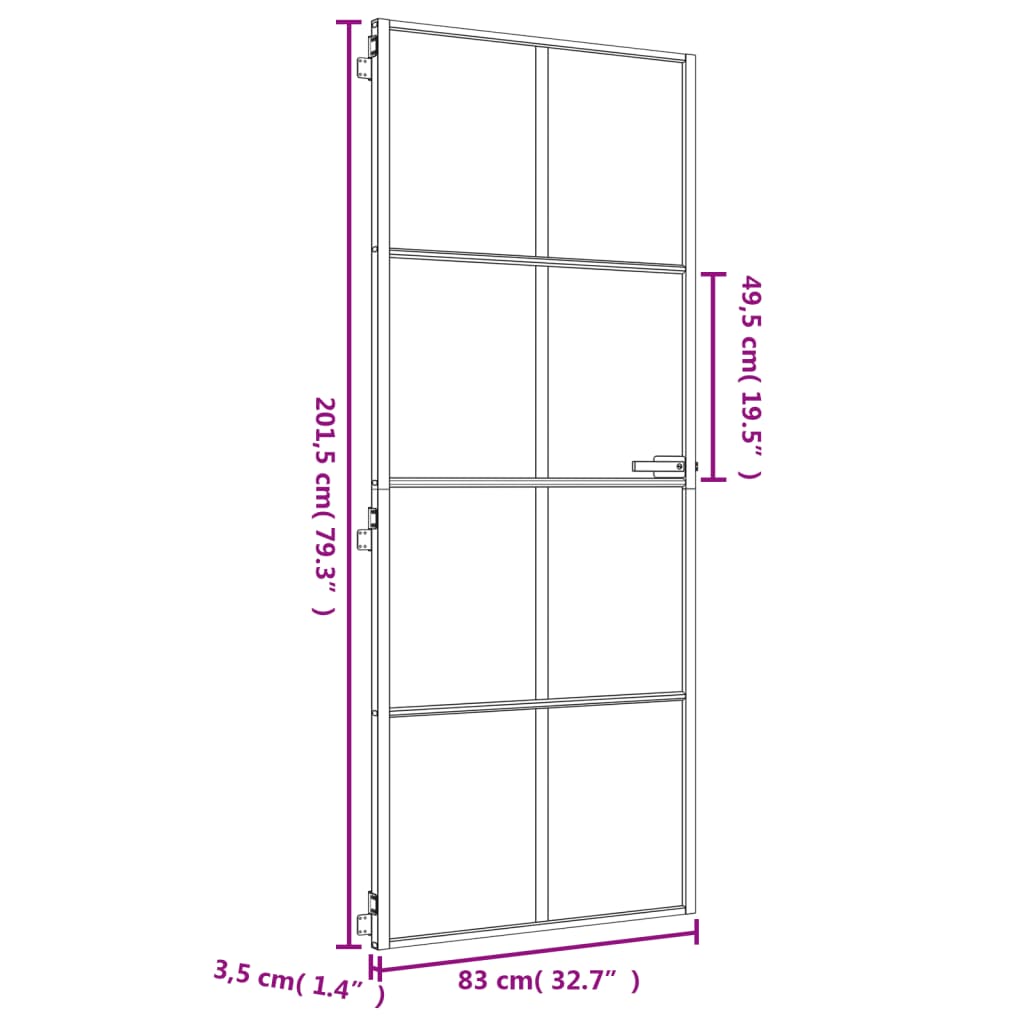 Интериорна врата златиста 83x201,5 см закалено стъкло алуминий