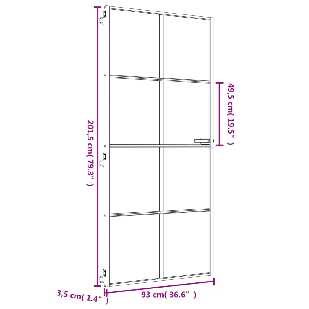 Интериорна врата златиста 93x201,5 см закалено стъкло алуминий