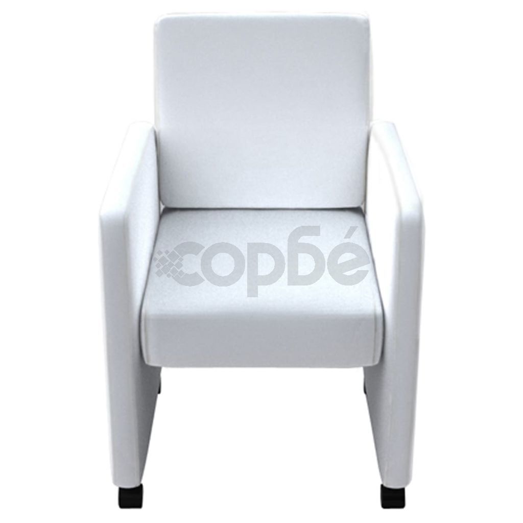 Трапезни столове, 6 бр, бели, изкуствена кожа