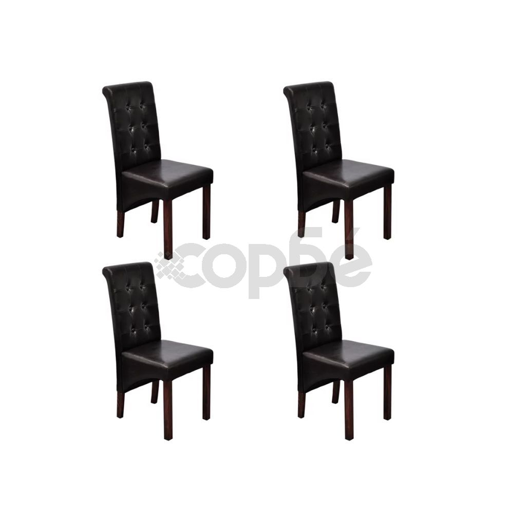 Трапезни столове, 4 бр, кафяви, изкуствена кожа
