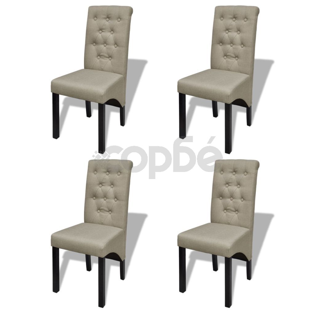 Трапезни столове, 4 бр, бежови, текстил