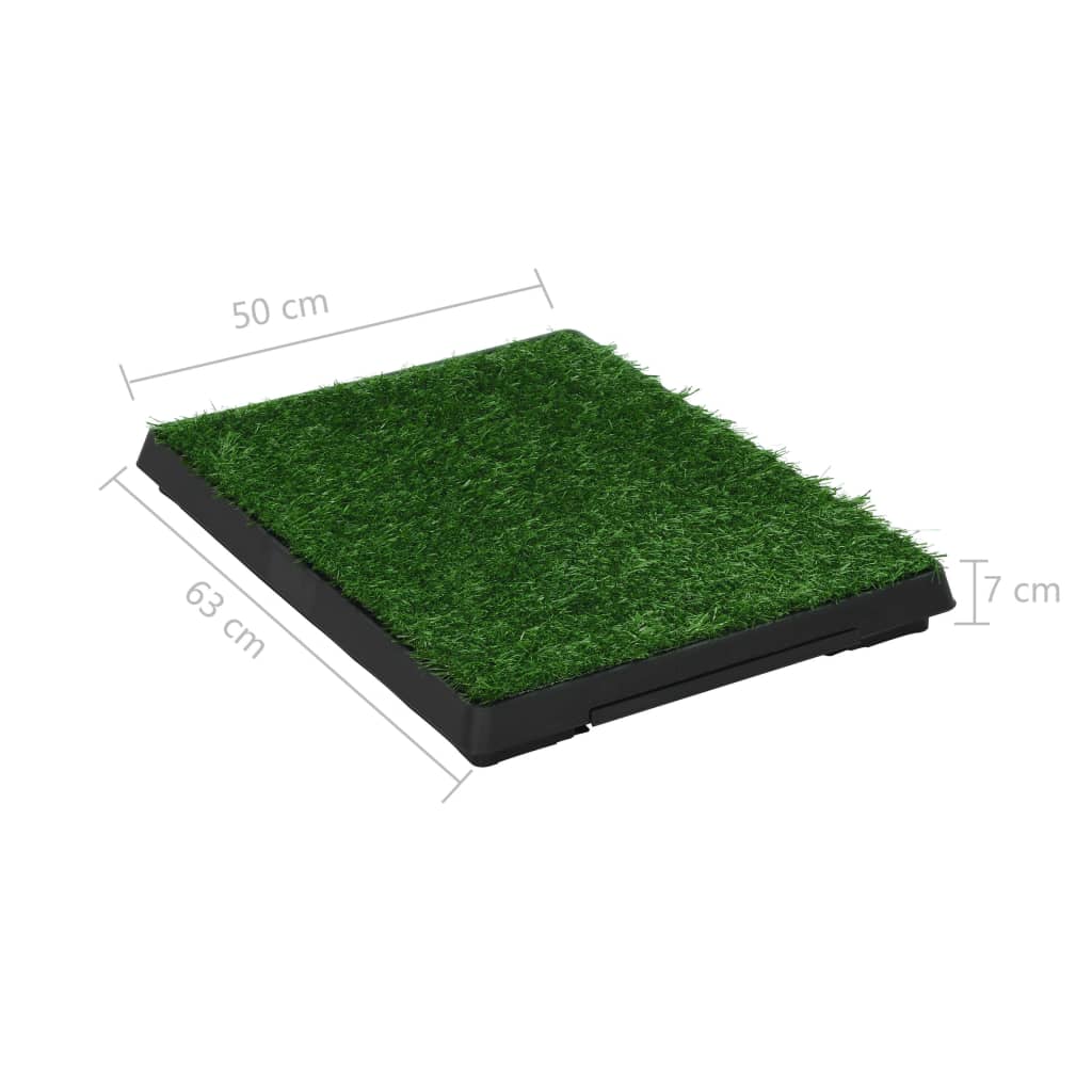 Кучешка тоалетна с тава и изкуствена трева, зелена, 63x50x7 см
