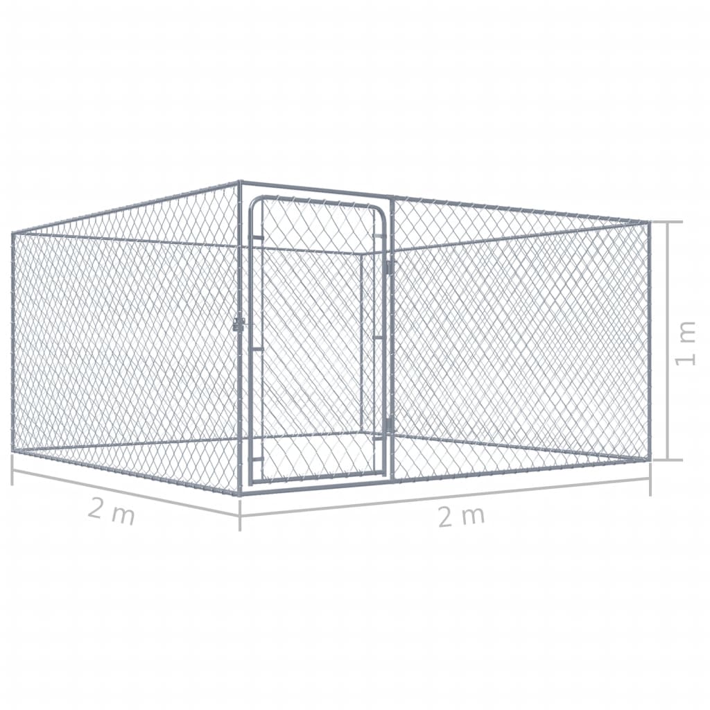 Дворна клетка за кучета, поцинкована стомана, 2x2x1 м