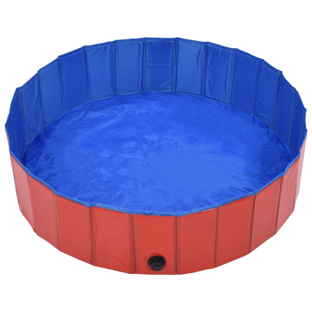 Сгъваем басейн за кучета, червен, 120x30 см, PVC