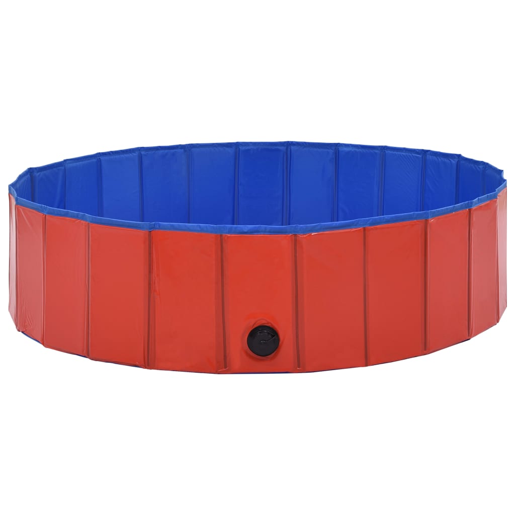 Сгъваем басейн за кучета, червен, 120x30 см, PVC