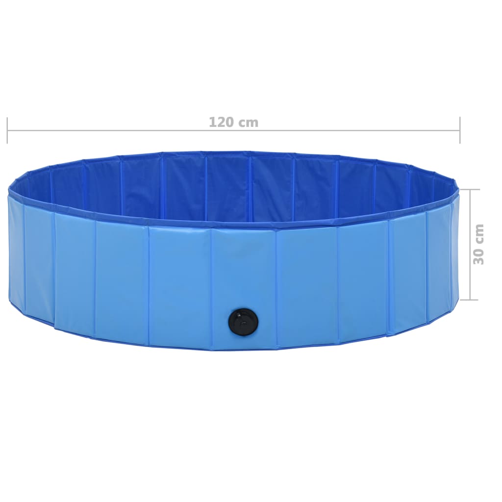 Сгъваем басейн за кучета, син, 120x30 см, PVC