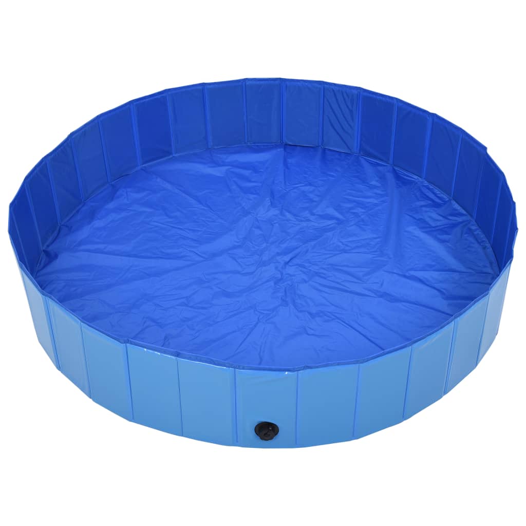 Сгъваем басейн за кучета, син, 160x30 см, PVC