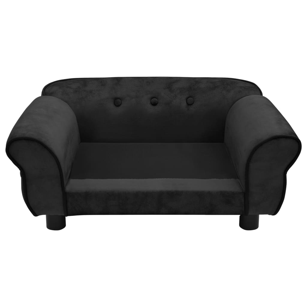 Кучешки диван, черен, 72x45x30 см, плюш