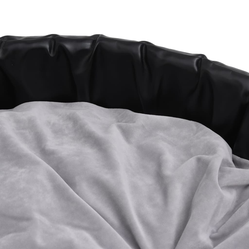 Кучешко легло, черно-сиво, 69x59x19 см, плюш и изкуствена кожа
