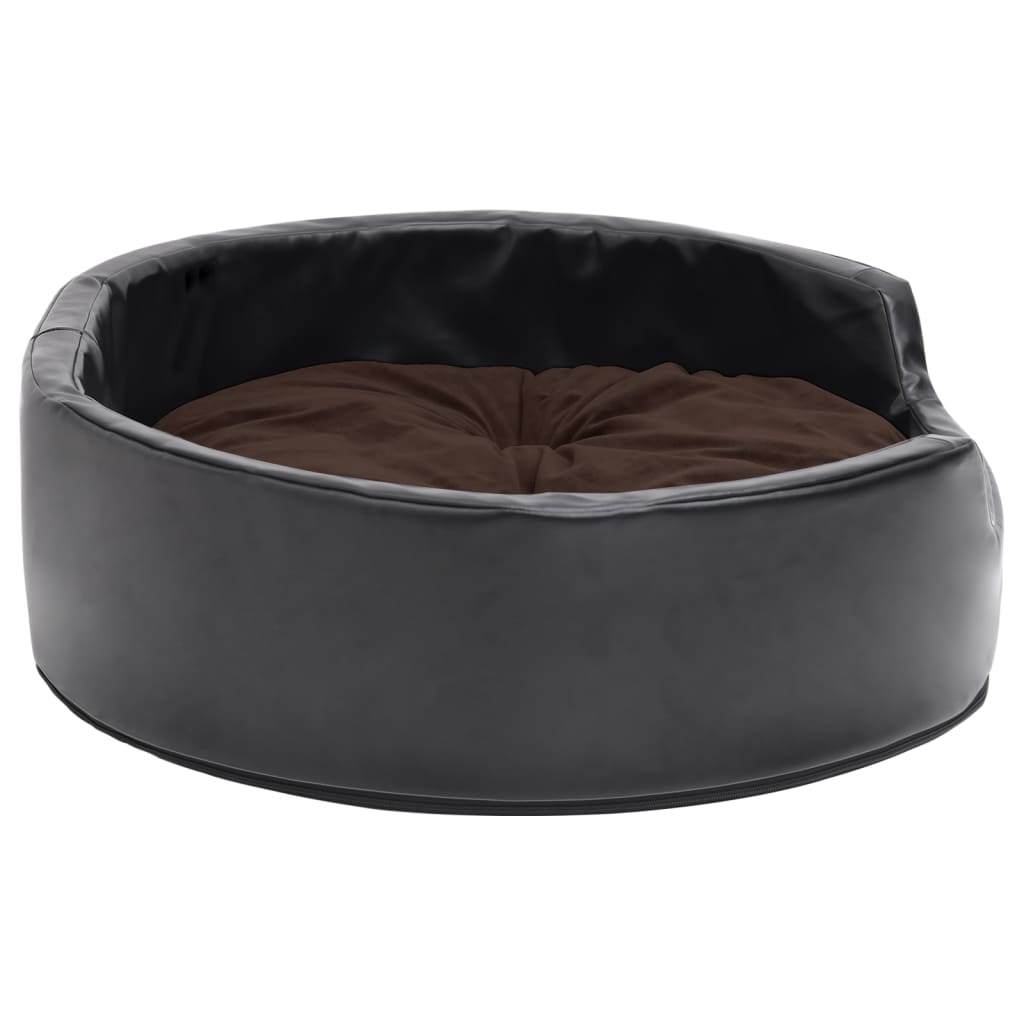 Кучешко легло, черно-кафяво, 69x59x19 см, плюш/изкуствена кожа
