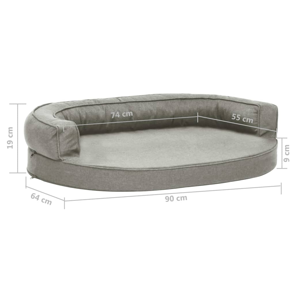 Ергономичен матрак кучeшко легло, 90x64 см, с вид на лен, сив