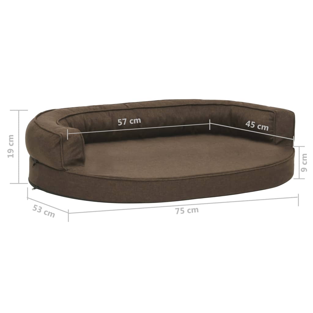 Ергономичен матрак кучeшко легло, 75x53 см, с вид на лен, кафяв