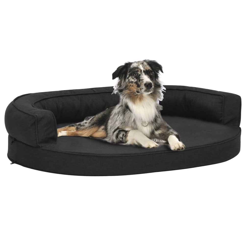 Ергономичен матрак кучeшко легло, 75x53 см, с вид на лен, черен