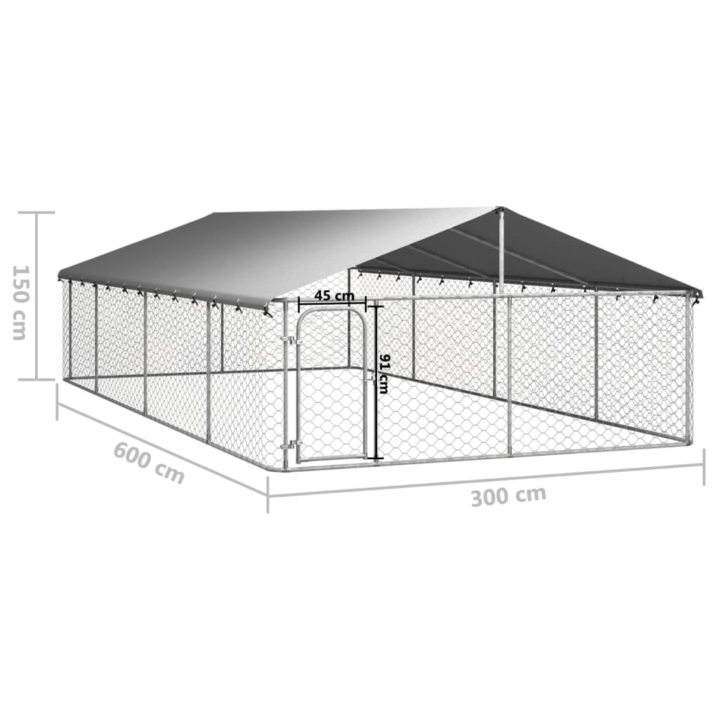 Дворна клетка за кучета с покрив, 600x300x150 см