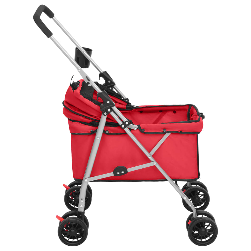 Сгъваема количка за кучета, червена, 76x50x100 см Оксфорд плат