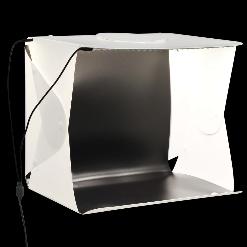 Сгъваема палатка за продуктова фотография LED 40x34x37 см бяла
