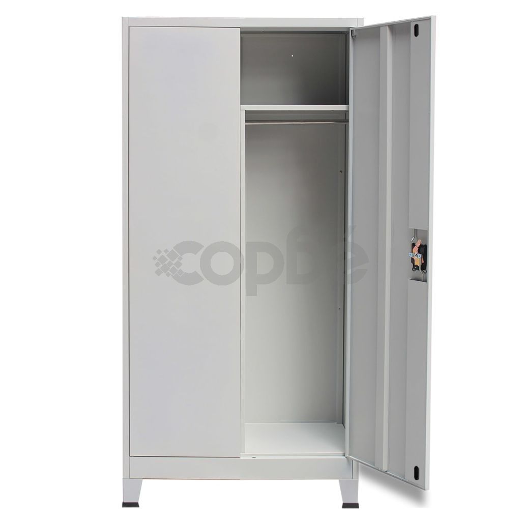 Заключващ се шкаф с 2 врати, стомана, 90x40x180 cм, сив