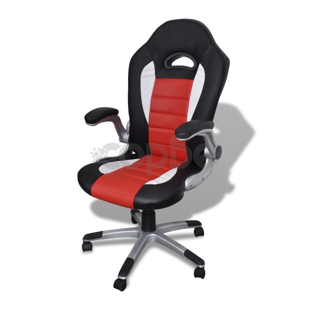 Офис стол от изкуствена кожа с модерен дизайн, червен