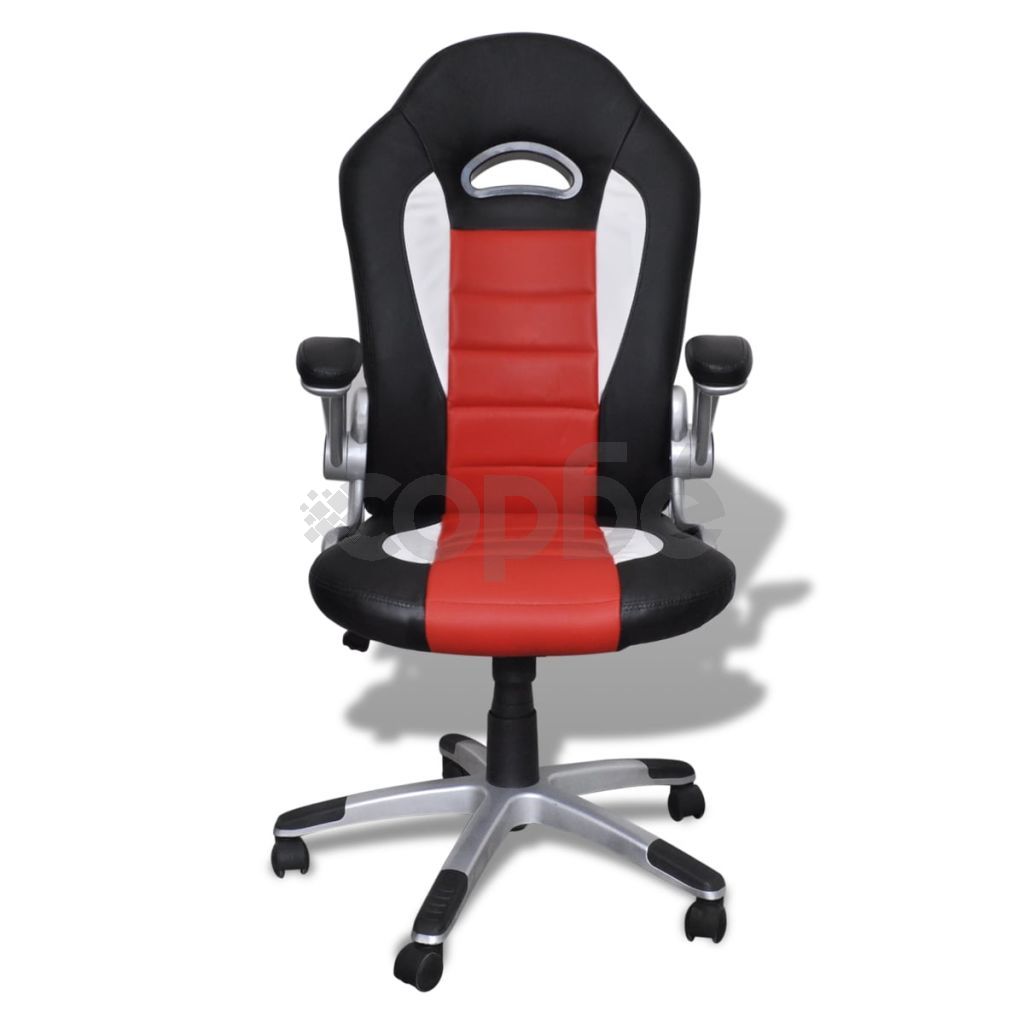 Офис стол от изкуствена кожа с модерен дизайн, червен