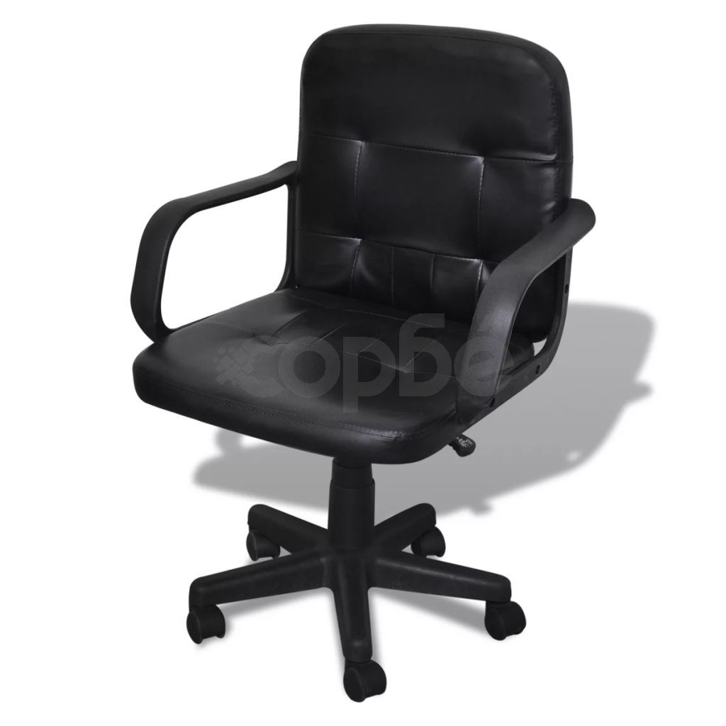 Луксозен офис стол, качествен дизайн, черен, 59x51x81-89 см