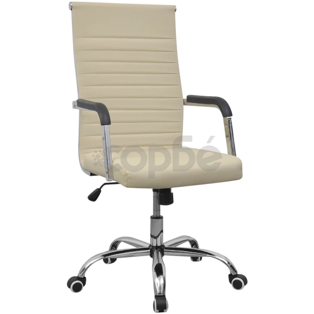 vidalXL офис стол, изкуствена кожа, 55 x 63 см, кремав