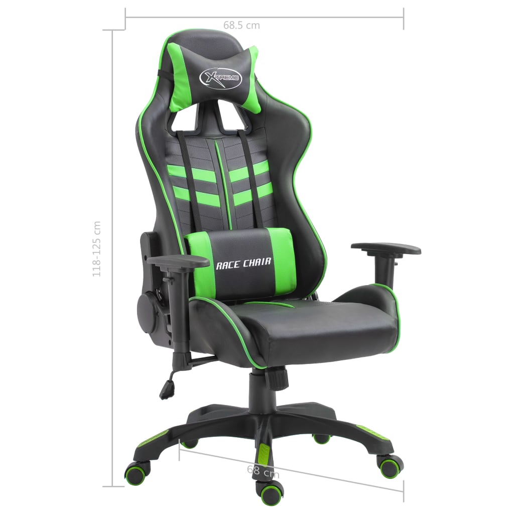 Геймърски стол, зелено, изкуствена кожа