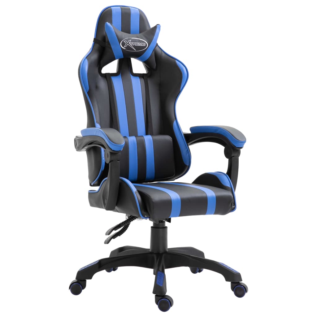 Геймърски стол, синьо, изкуствена кожа