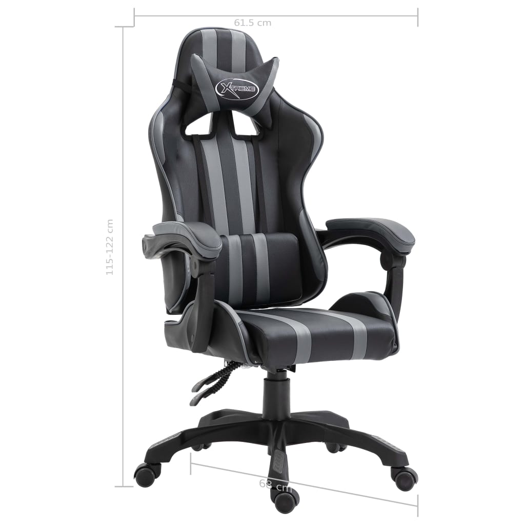 Геймърски стол, сиво, изкуствена кожа