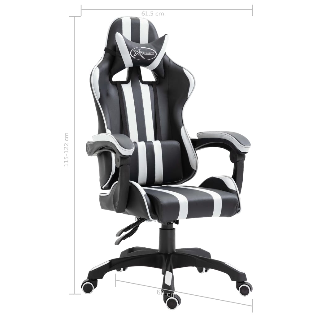 Геймърски стол, бял, изкуствена кожа