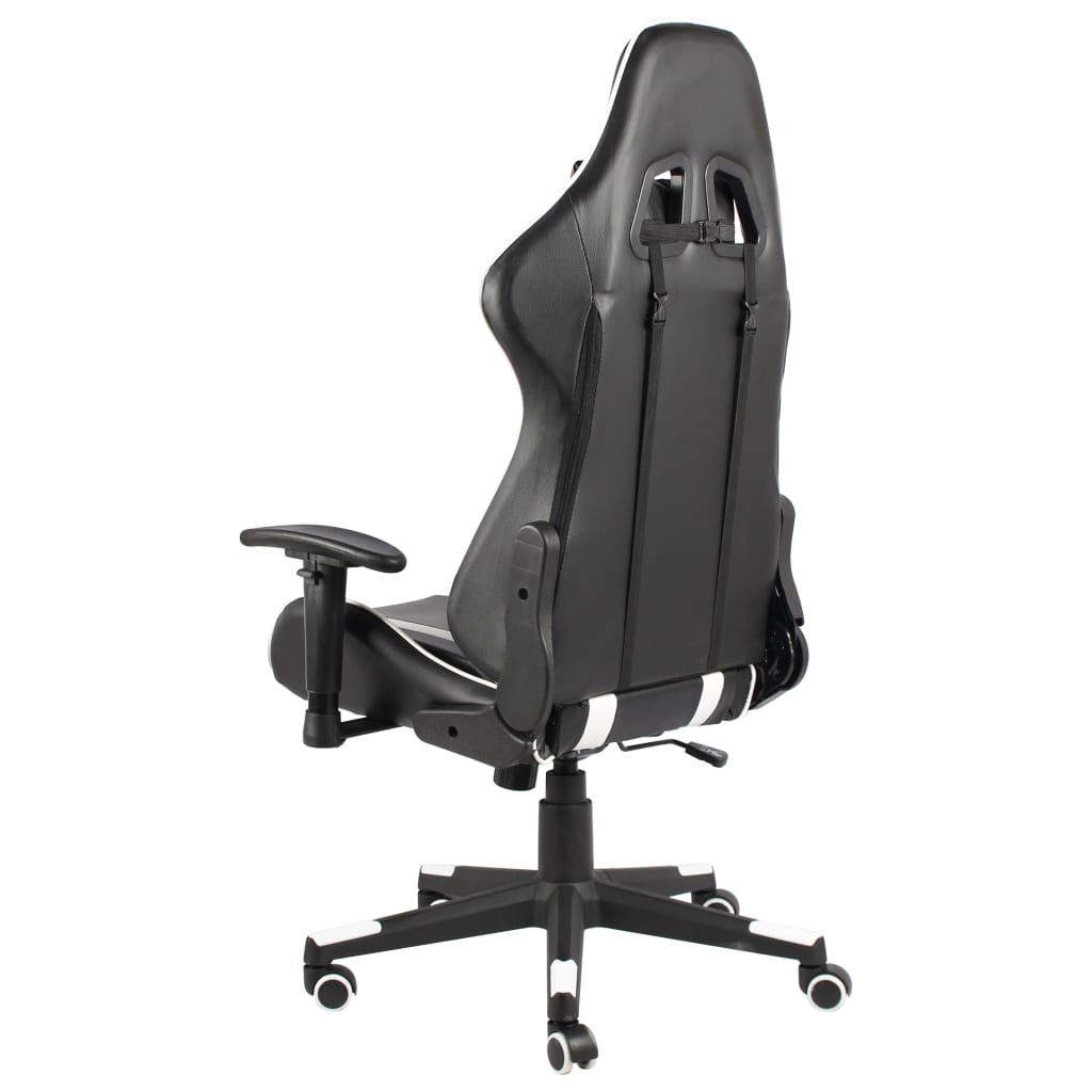 Въртящ геймърски стол, бял, PVC