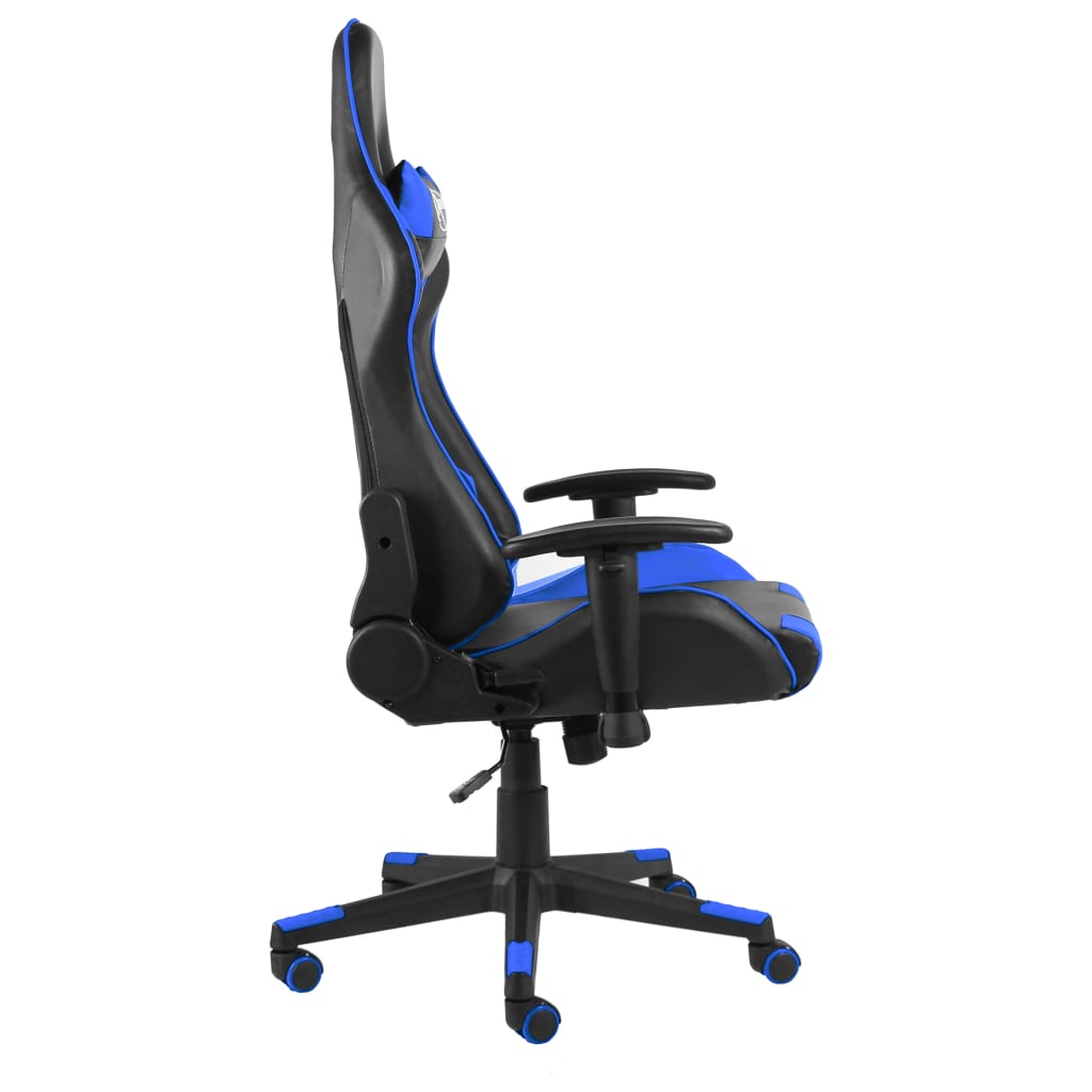 Въртящ геймърски стол, син, PVC