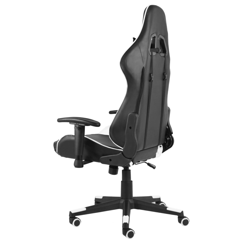 Въртящ геймърски стол, бял, PVC