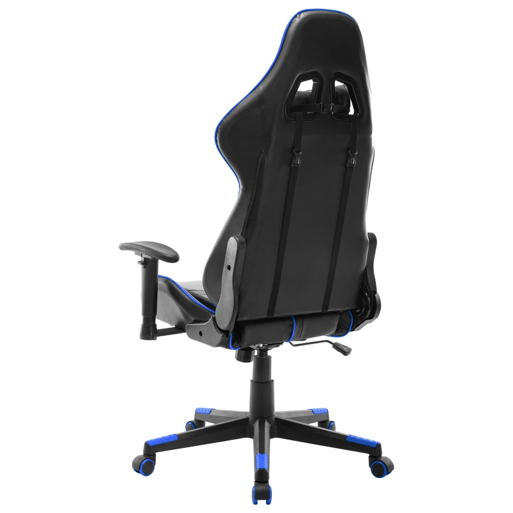 Геймърски стол, черно и синьо, изкуствена кожа