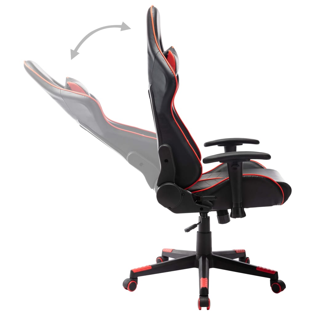 Геймърски стол, черно и червено, изкуствена кожа
