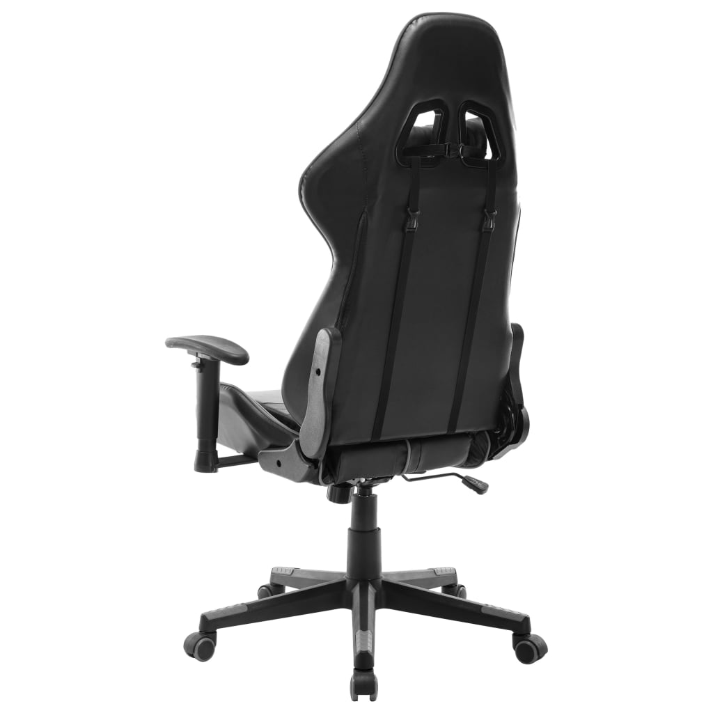 Геймърски стол, черно и сиво, изкуствена кожа