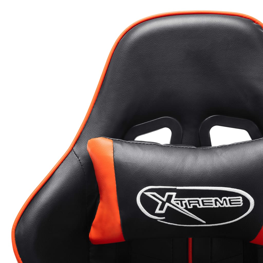 Геймърски стол, черно и оранжево, изкуствена кожа