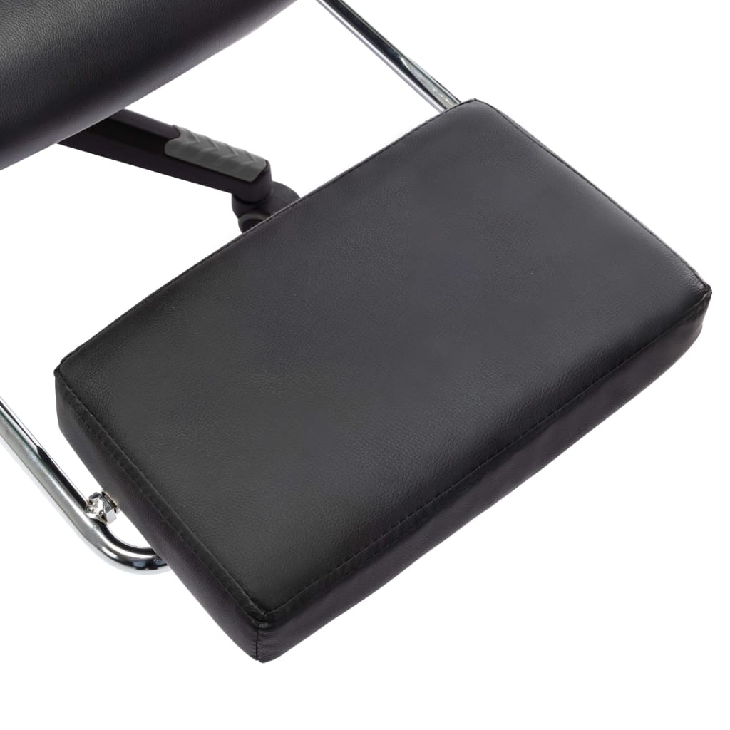 Геймърски стол с подложка за крака черно и сиво изкуствена кожа
