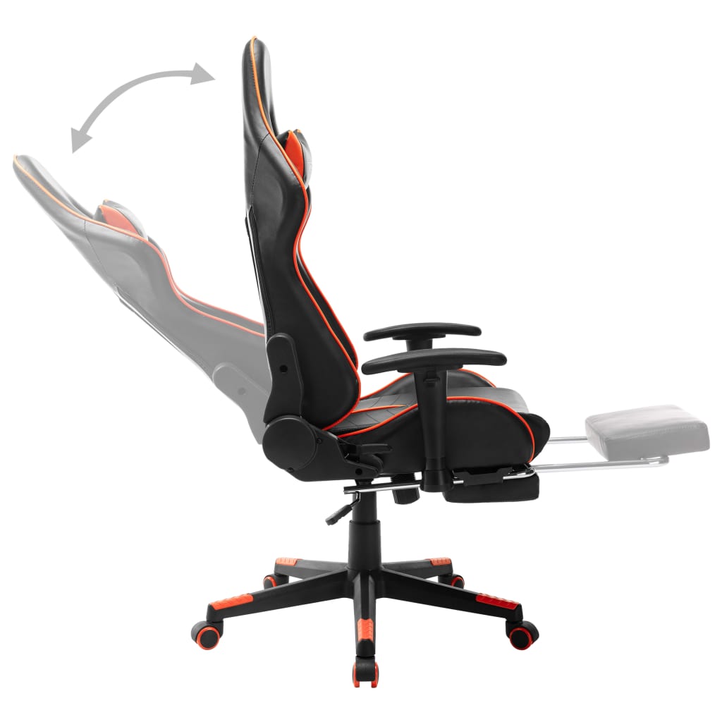 Геймърски стол с подложка крака черно/оранжево изкуствена кожа