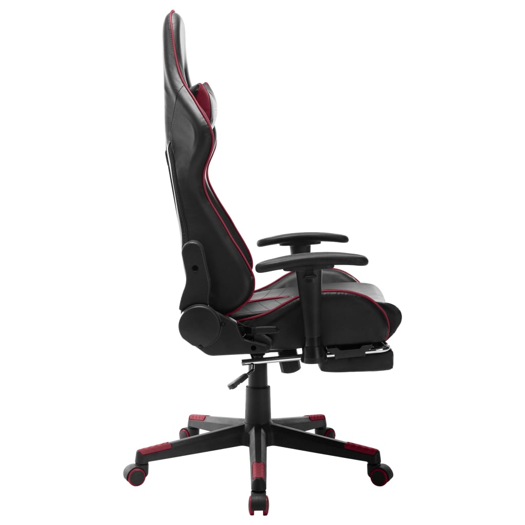 Геймърски стол с подложка крака черно и червено изкуствена кожа