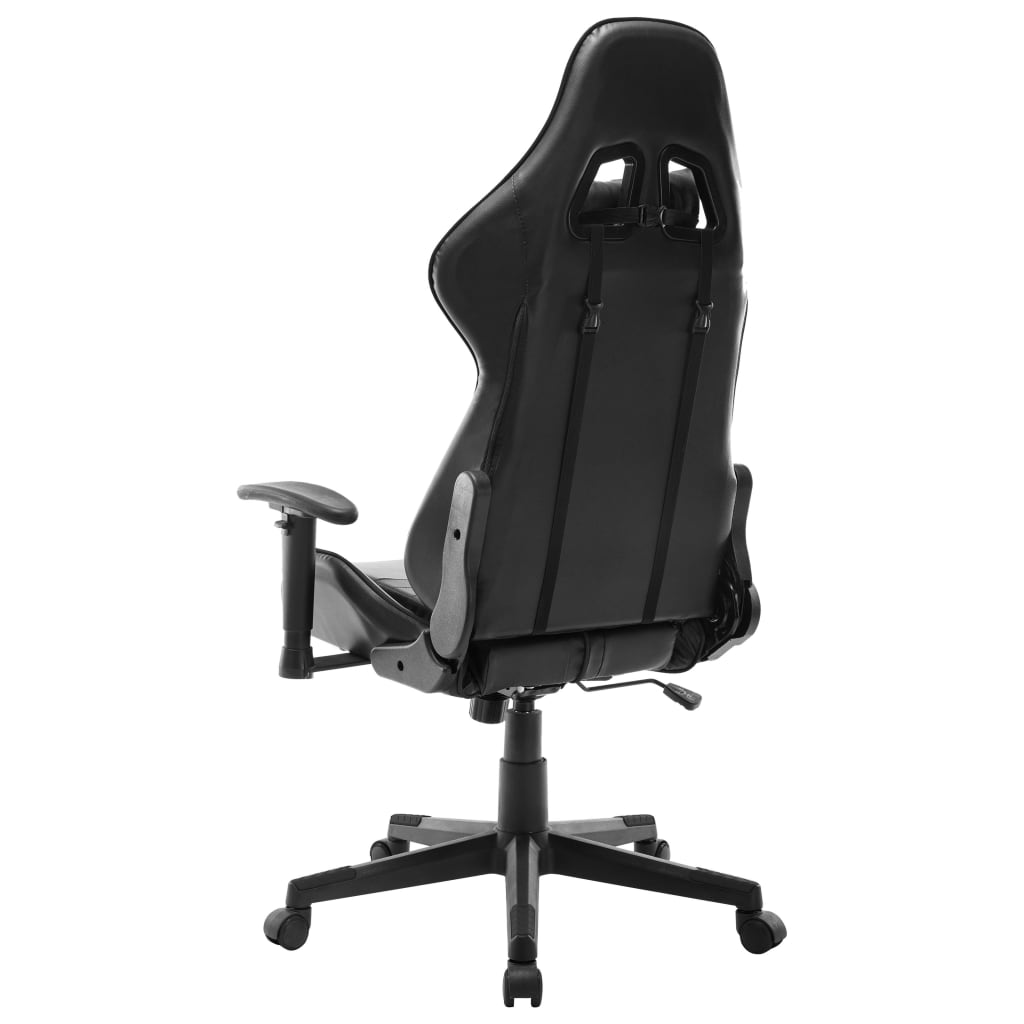 Геймърски стол, бяло и черно, изкуствена кожа