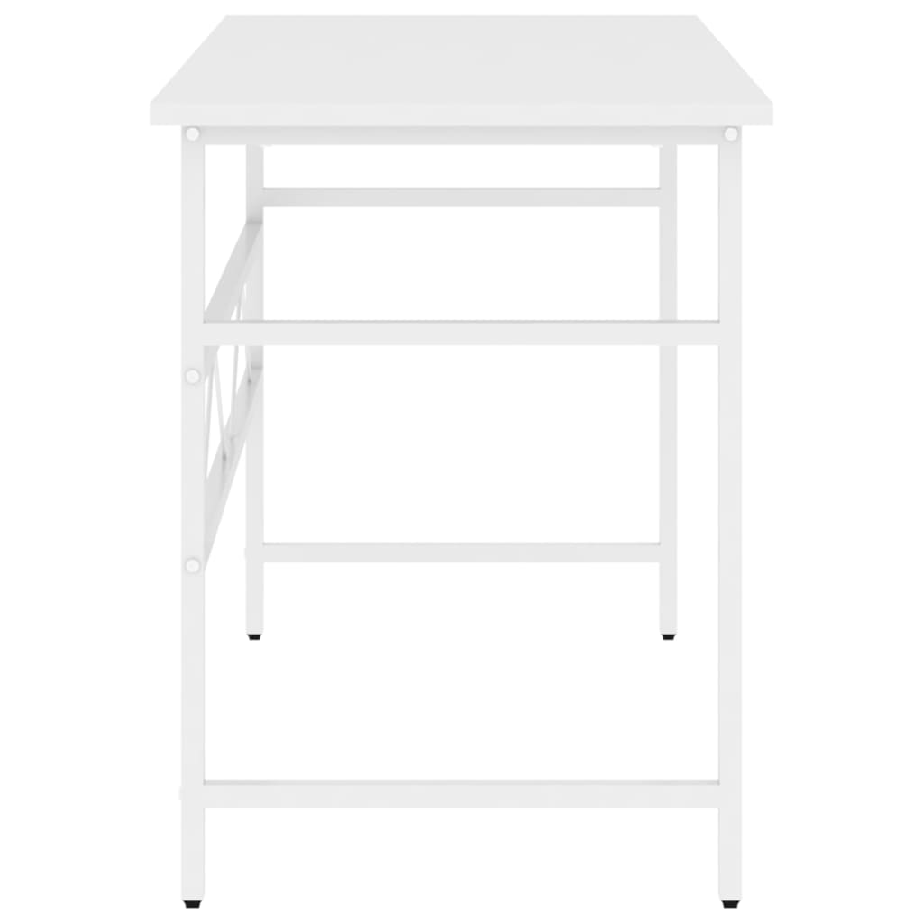 Компютърно бюро, бяло, 105x55x72 см, МДФ и метал
