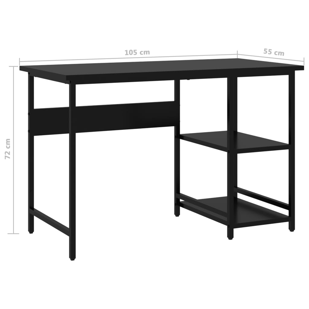 Компютърно бюро, черно, 105x55x72 см, МДФ и метал