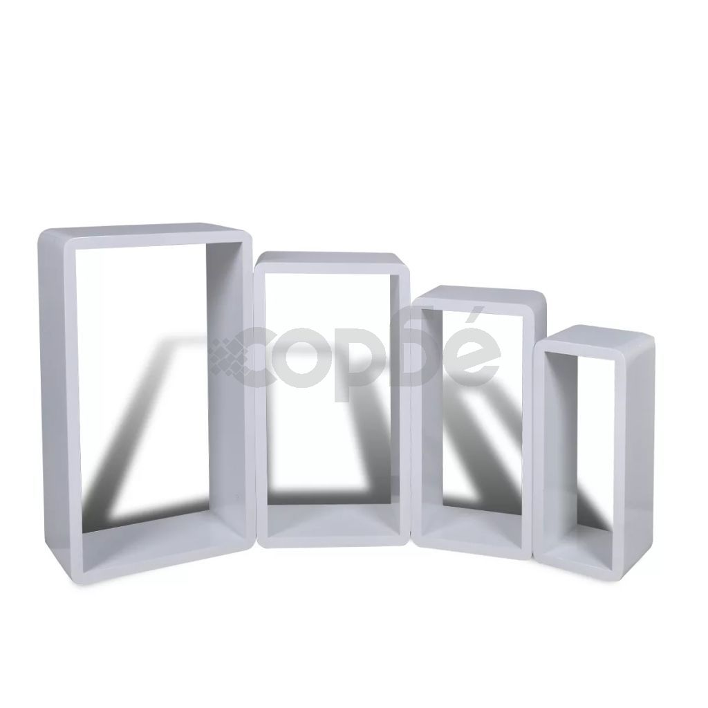 Комплект от 4 бели рафта с кубовидна форма