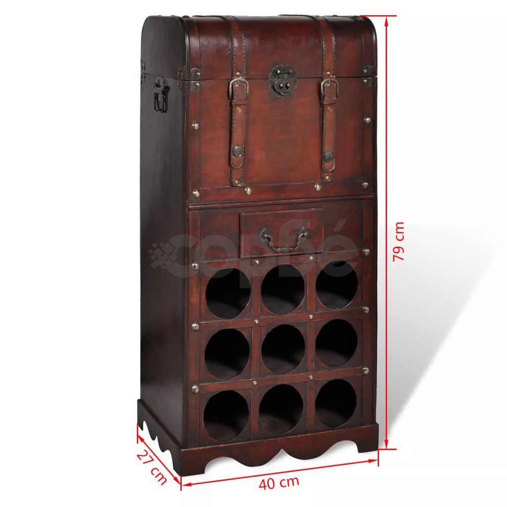 Дървен шкаф за вино със стойка за 9 бутилки 