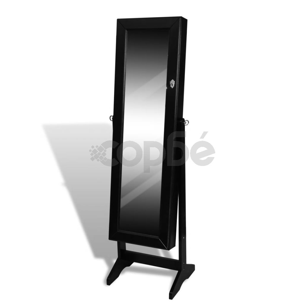 Огледало на стойка-шкаф, цвят черен